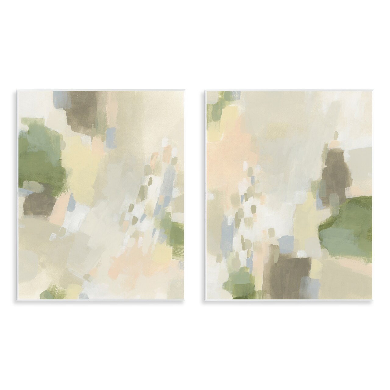 Stupell Industries Beige Abstract with Speckles 2pc Wall Plaque Art Set Design by June Erica Vess